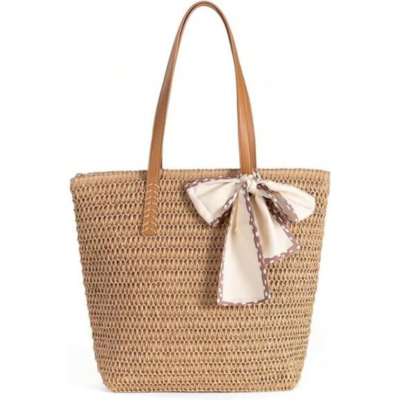 Large Straw Beach Bag - Picture 1 of 11